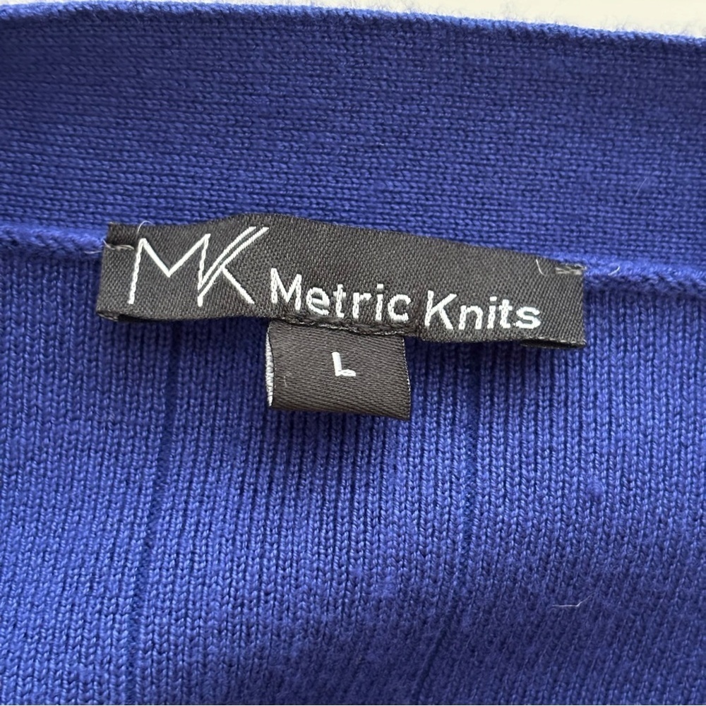 Metric Knits Galaxy Blue Cardigan Sweater Large Timeless Workwear - Picture 5 of 8